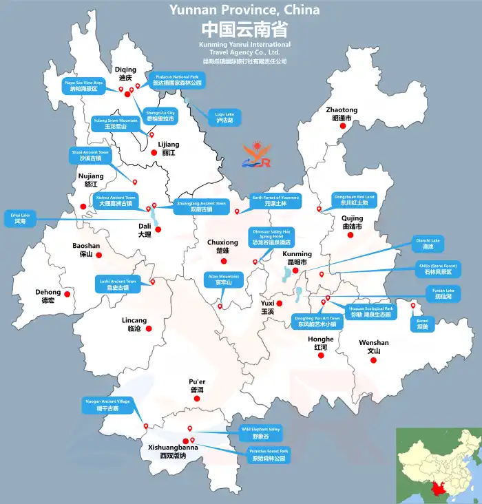 yunnan tourist map