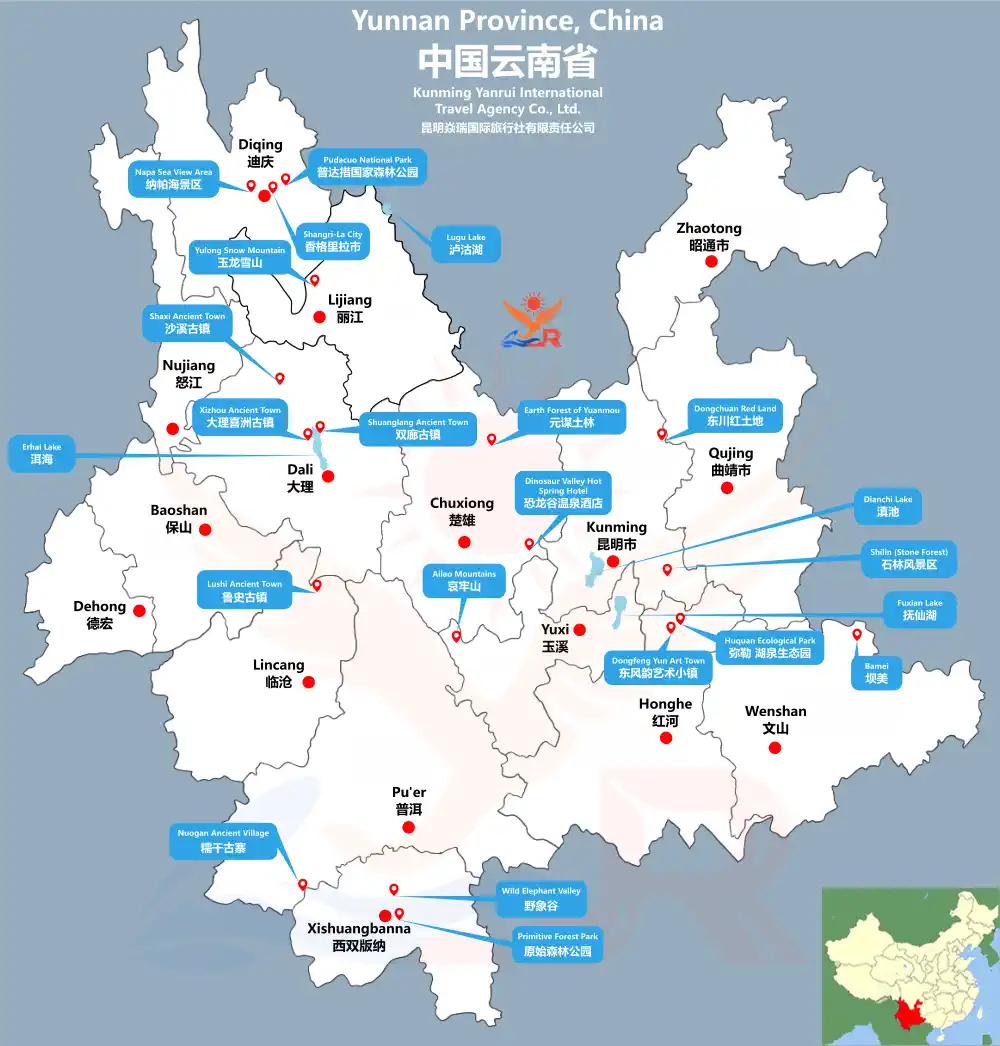 yunnan tourist map